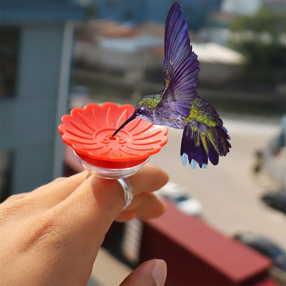1Pc Creative Birds Water Feeder With Ring Handheld Flower Shape Hummingbird Drinker Practical Portable Plastic Bird Accessories