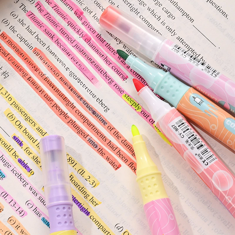 6 قطعة مجموعة أقلام تحديد برأسين طالب صنع اللوحة م...