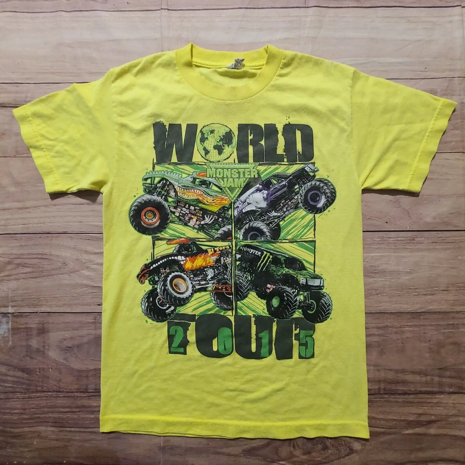 Monster Jam T Shirt Uomo Piccolo 2015 Dovrebbe Tour Truck Y2K Hi Vis Maniche Lunghe O Corte