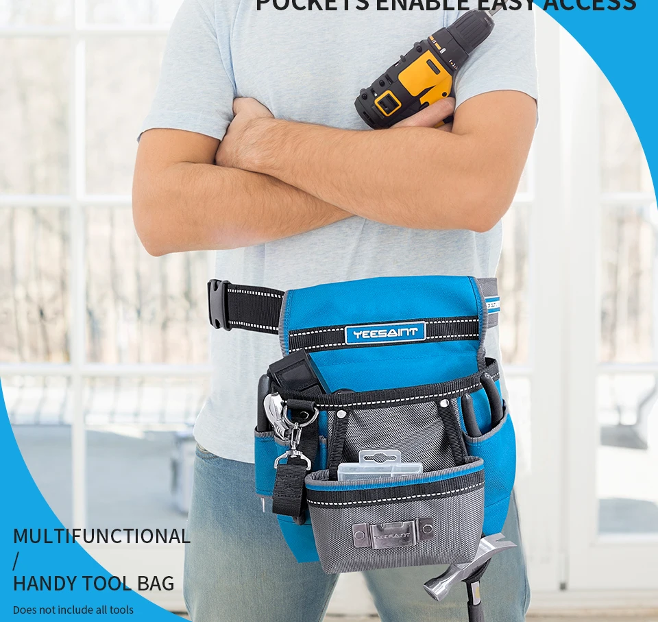 YEESAINT Multifunctional Detachable Combined Tool Waist Bag,Electrical Tool Storage Bag in 1680D,6 Pockets Tool Belt Bag large tool chest