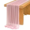 Pink Table Runner Chiffon Table Setting Semi-Sheer Dining Vintage Wedding Party Christmas Banquets Arches Cake Decor 1