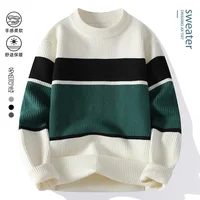 2024  Winter Fashion Sweater Men  Casual Knit Pullovers Mens Thick Warm  Loose Knitted Sweaters O-Neck Streetwear Man 2