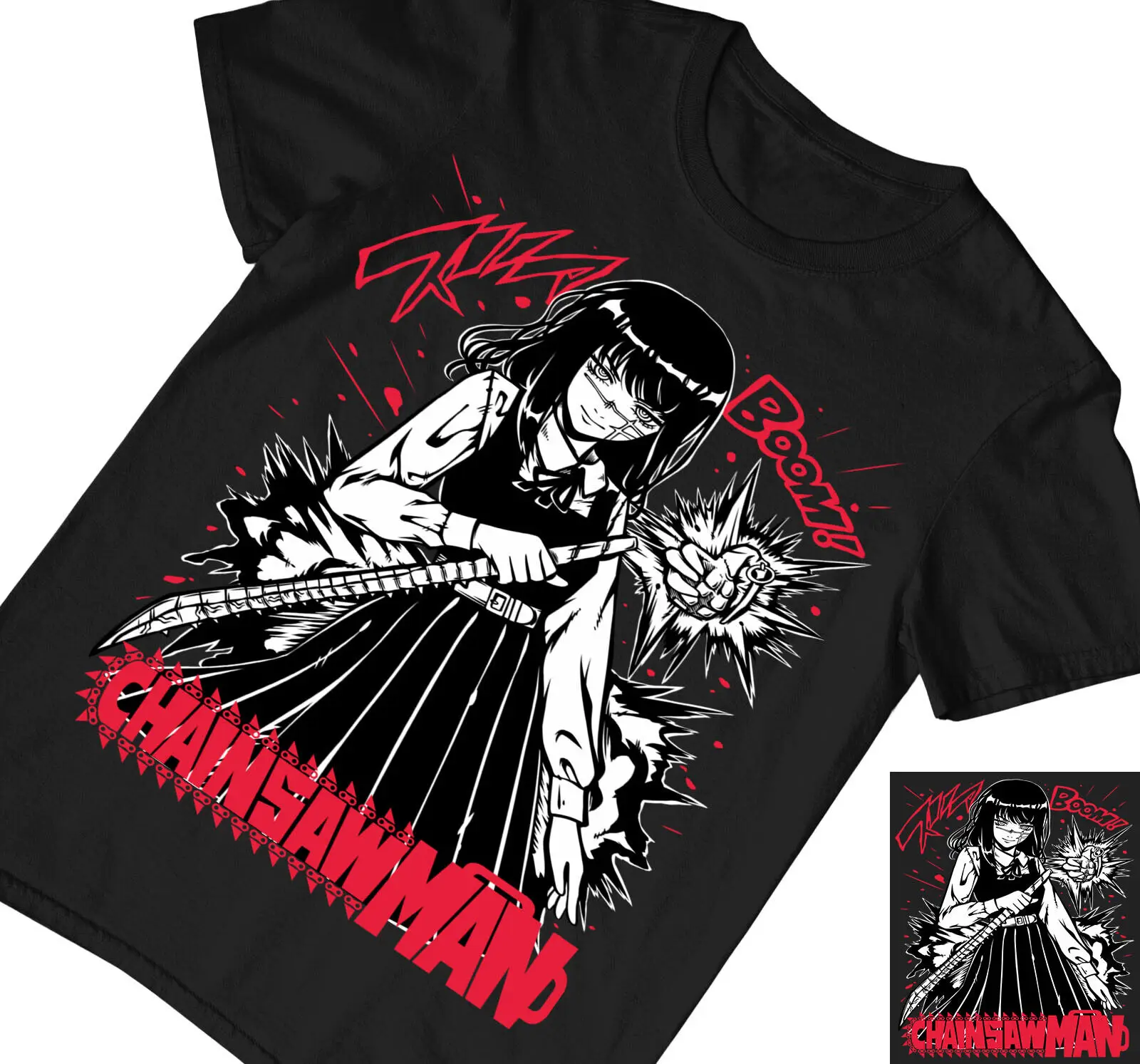 Asa Mitaka Chainsaw Man New T-Shirt, Denji, Makima, Pochita, Horror,Tee Maniche Lunghe