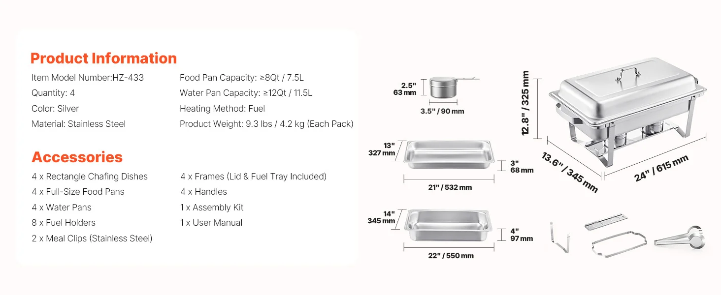 Chafing dish angle view
