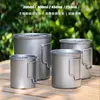 New Camping Titanium Cups 300ml 450ml 750ml Cooking Pot Ultralight Folding Handle 1