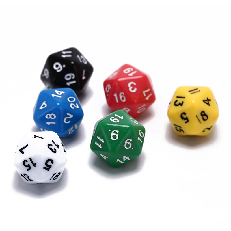 

6Pcs Multi-Sided Dices Mixed Color Hot Selling Acrylic Ktv Fun Dice Board Game D20 Dices