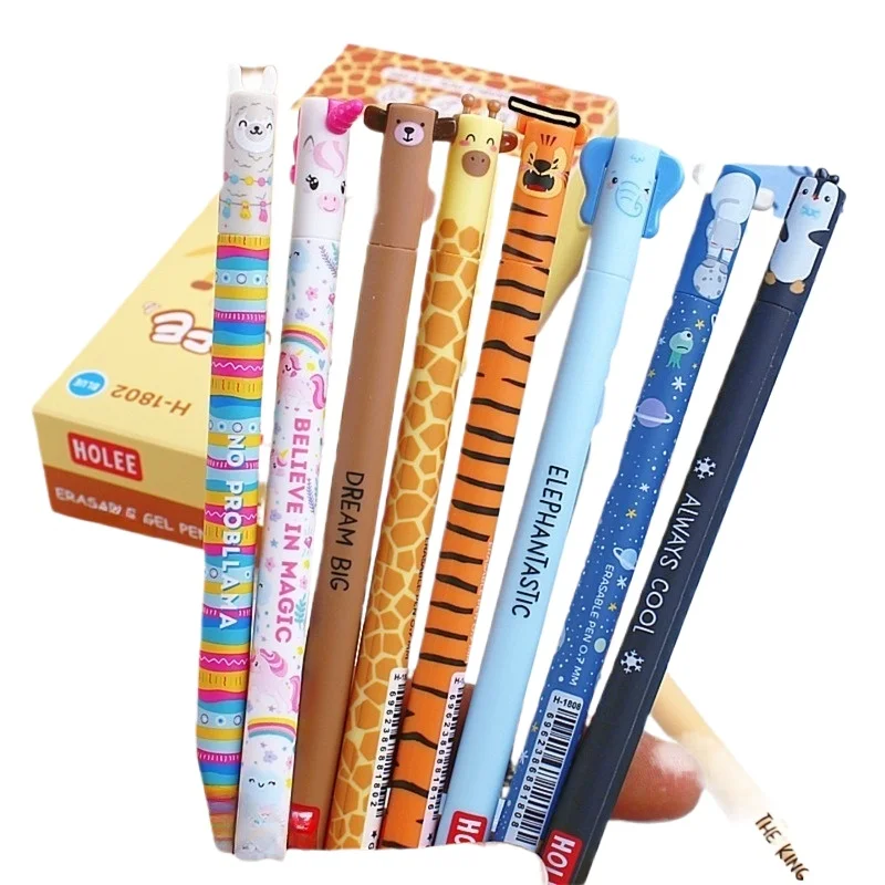 /3/11Pcs 동물 0.7mm 지울 수 있는 젤 펜 2in1 학생용 쓰기 및 지우기 볼..