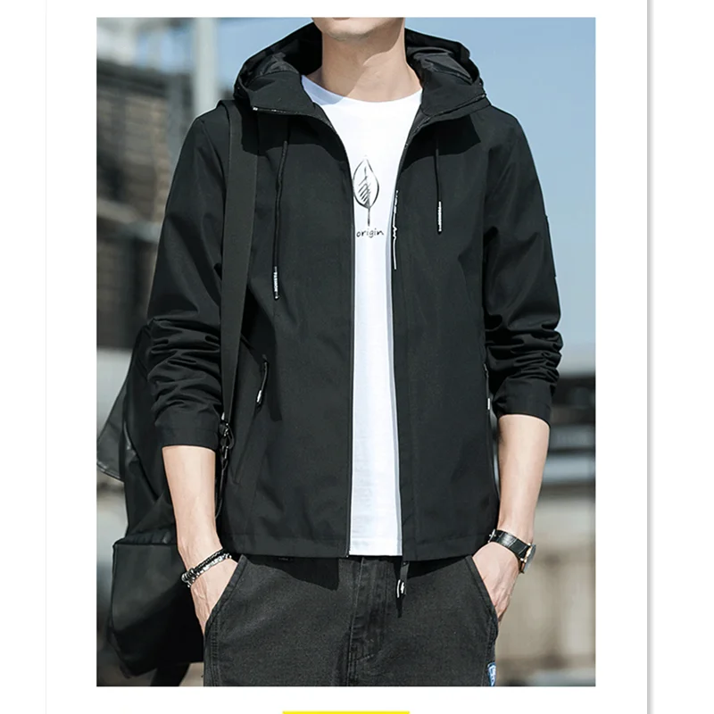 Hooded Korean Fashion Casual Men's Jacket Minimalist Couple Top Outwear Student Slim Fit Baseball Coat M-4XL