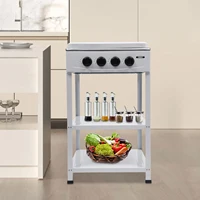 4-Burner Propane Gas Stove with Storage Shelves Iron Gas Camping Stove Portable Gas Stove for Family Camping Outdoor Activities