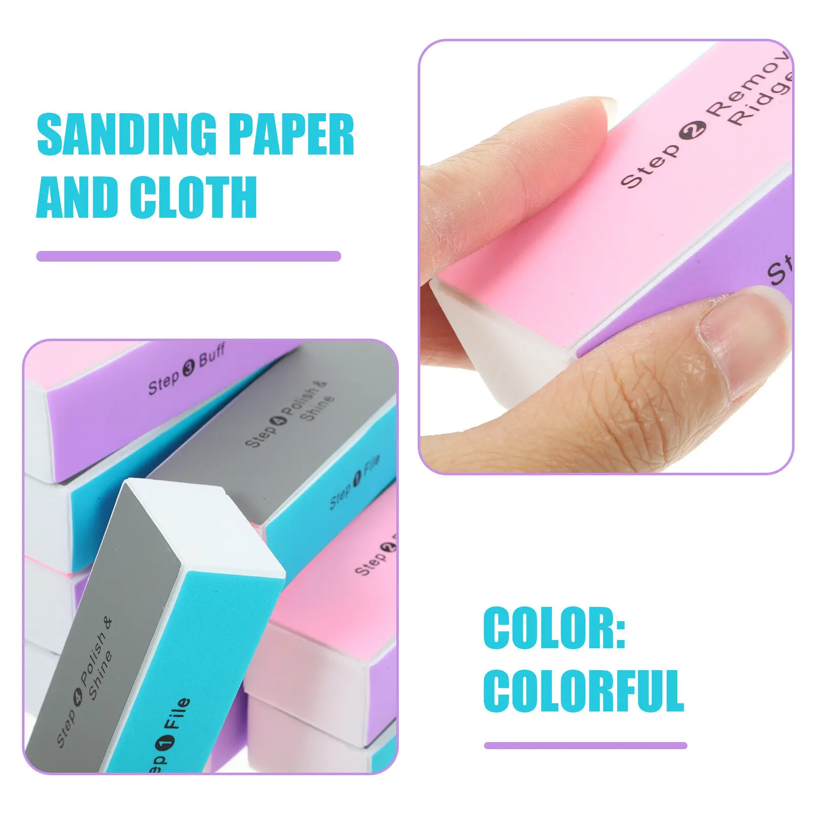 10Pcs 이중 기능 네일 폴리싱 블록 네일 아트워크용 4면 버퍼 파일 목재 DIY 폴리싱 스폰지 전문가급