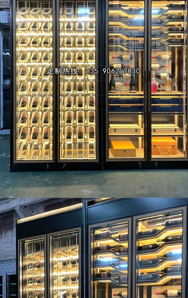 High-end stainless steel wine cabinet constant temperature red cabinet wine cellar villa red rack display