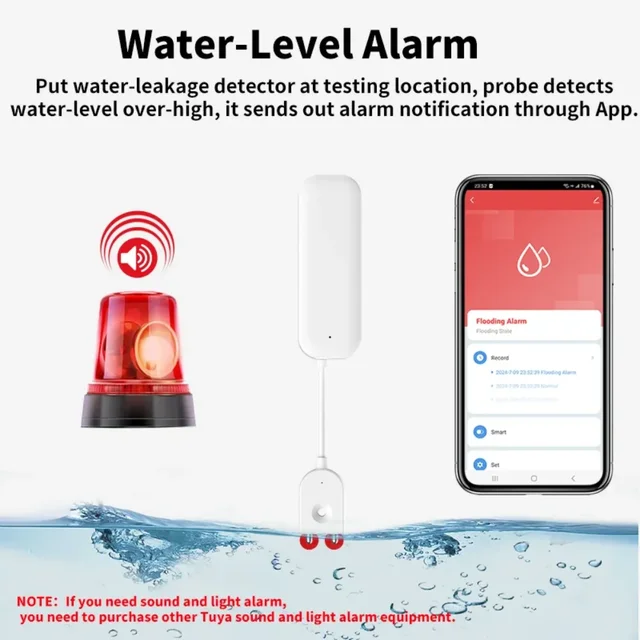 Tuya Smart WIFI Water Leakage Sensor Alarm Water Level Detector Flood Leakage Sensor APP Remote Control Security Alarm System 4