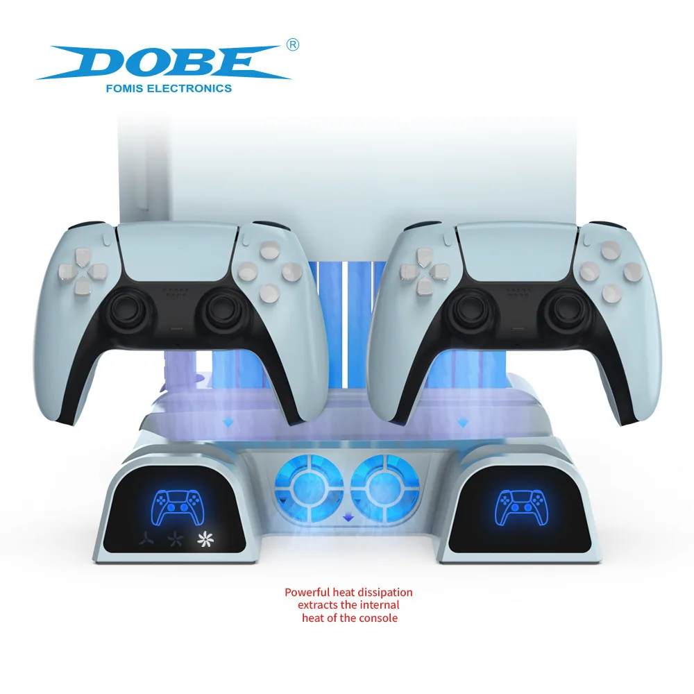 

TP5-1511 Cooler Fan Stand For PS5 Console Multi-functional Vertical Cooling Fan With Charging Dock Disc Storage Bracket