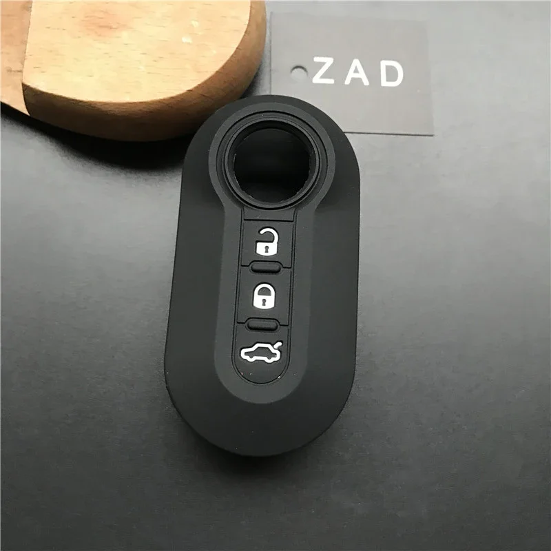 ZAD silicone key cover Case set shell skin fiat 500 3 Buttons Flip remote Key Blank Fob Auto parts car accessories colorful key case key case cover car key shell flip key fob shell