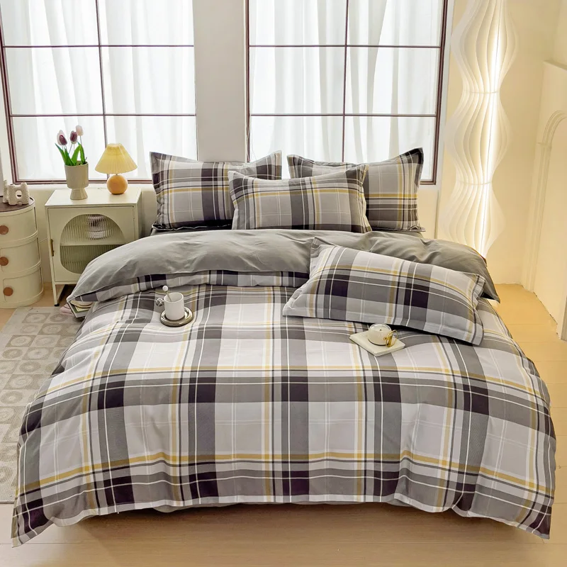 

Nordic Grid Duvet Cover Set with Pillowcases Queen Quilt Covers 3pcs Bedding Fashion Comforter Cover Bedding Set Home Decoration