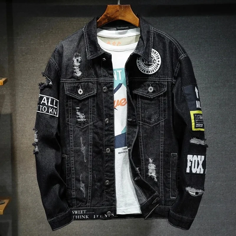 Hip Hop Jean Jacket Men Hip Hop Custom Embroidered Jean Jackets