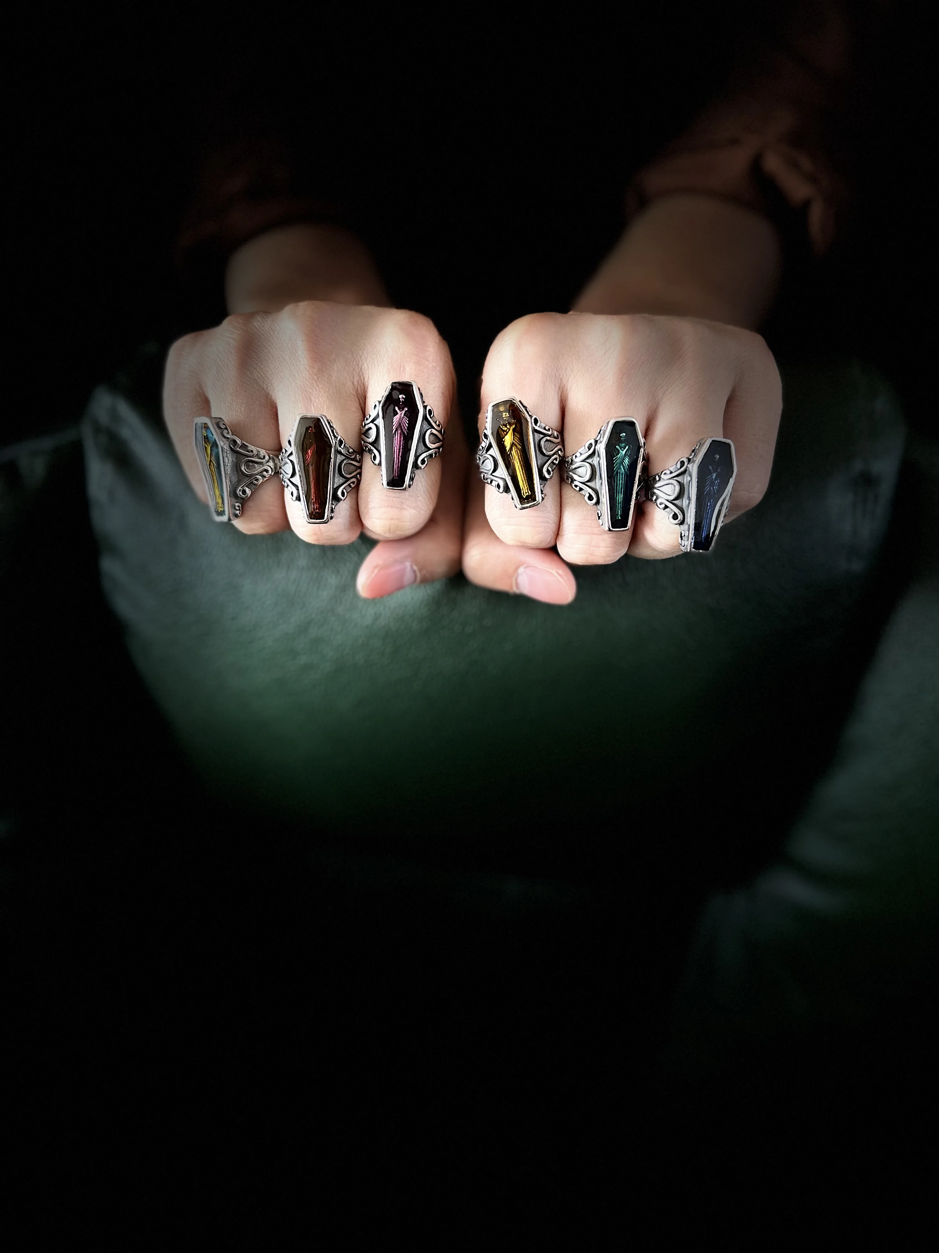 5 색 관 미라 반지 316L 스테인레스 스틸 쥬얼리 펑크 바이커 스타일 반지, 사이즈 7-13 개인 디자인 