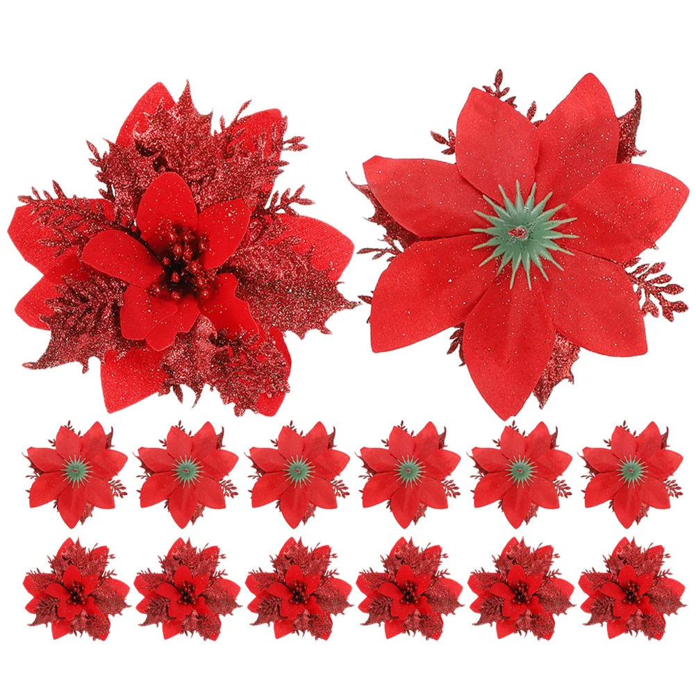 

Christmas Poinsettia Christmas Tree Poinsettia Ornament Decor Tree Decor Accessories Gold Powder Christmas Flower