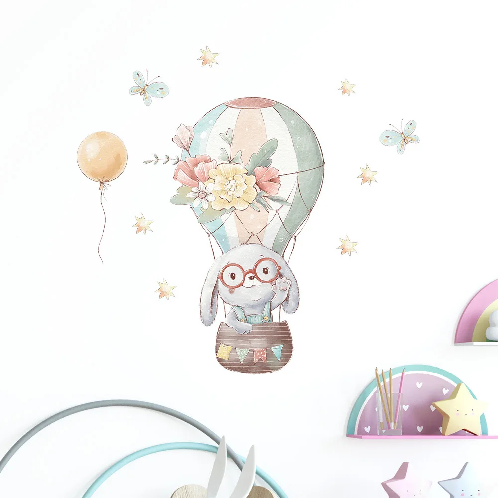 

Cartoon Wall Stickers For Children Animal hot air balloon Collection Room Decor Decoration Accessories Self-Adhesive Wallpaper