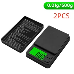 Ultra - Compact Digital Pocket Scale with Backlit LCD - 1000g Capacity, 0.01g Precision (2PCS 0.01g 500g)