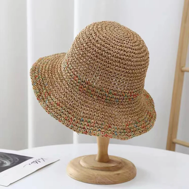 Summer Sun Hats for Women Straw Hat Showing Face Small Bucket Hat Large Brim Sunshade and Sunscreen Seaside Beach Cap