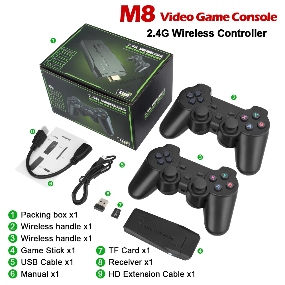 Portable M8 4K TV Video Game Console With 2 2.4G Wireless Controller Support FC PS1 Classic Games Mini Retro Game Console