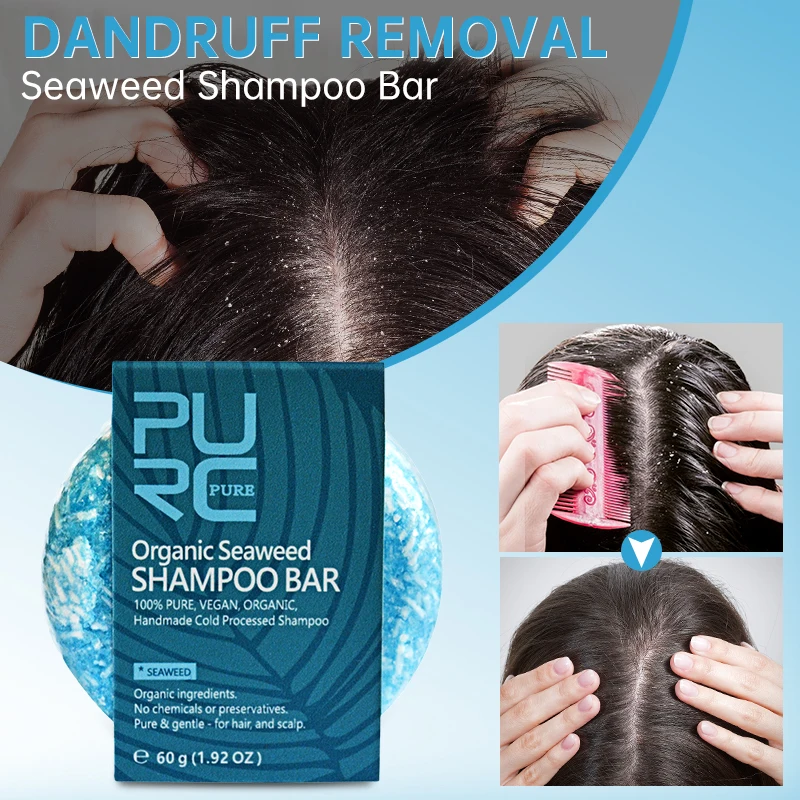 

PURC Seaweed Dandruff Shampoo Deep Cleaning Portable Solid Soap Relieve Itching Anti Flakes Scalp Treatment Hair Care For Travel