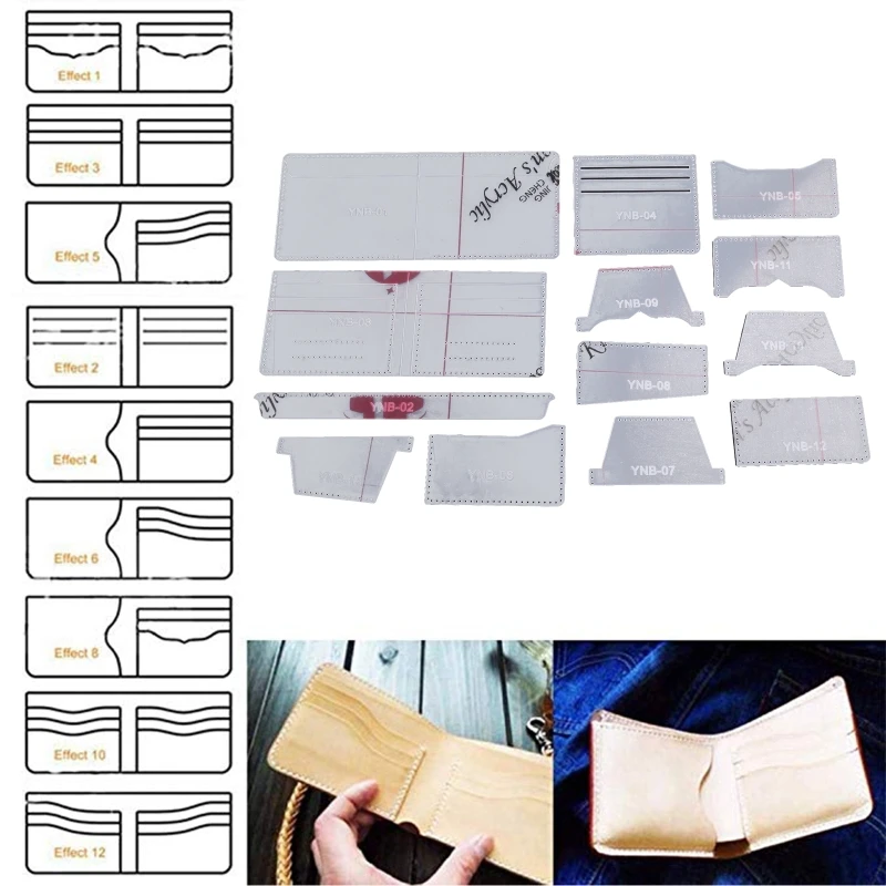 Leather Craft Tool Set 13pieces Acrylic Wallet Pattern Stencil Set Gift Crafts NEW