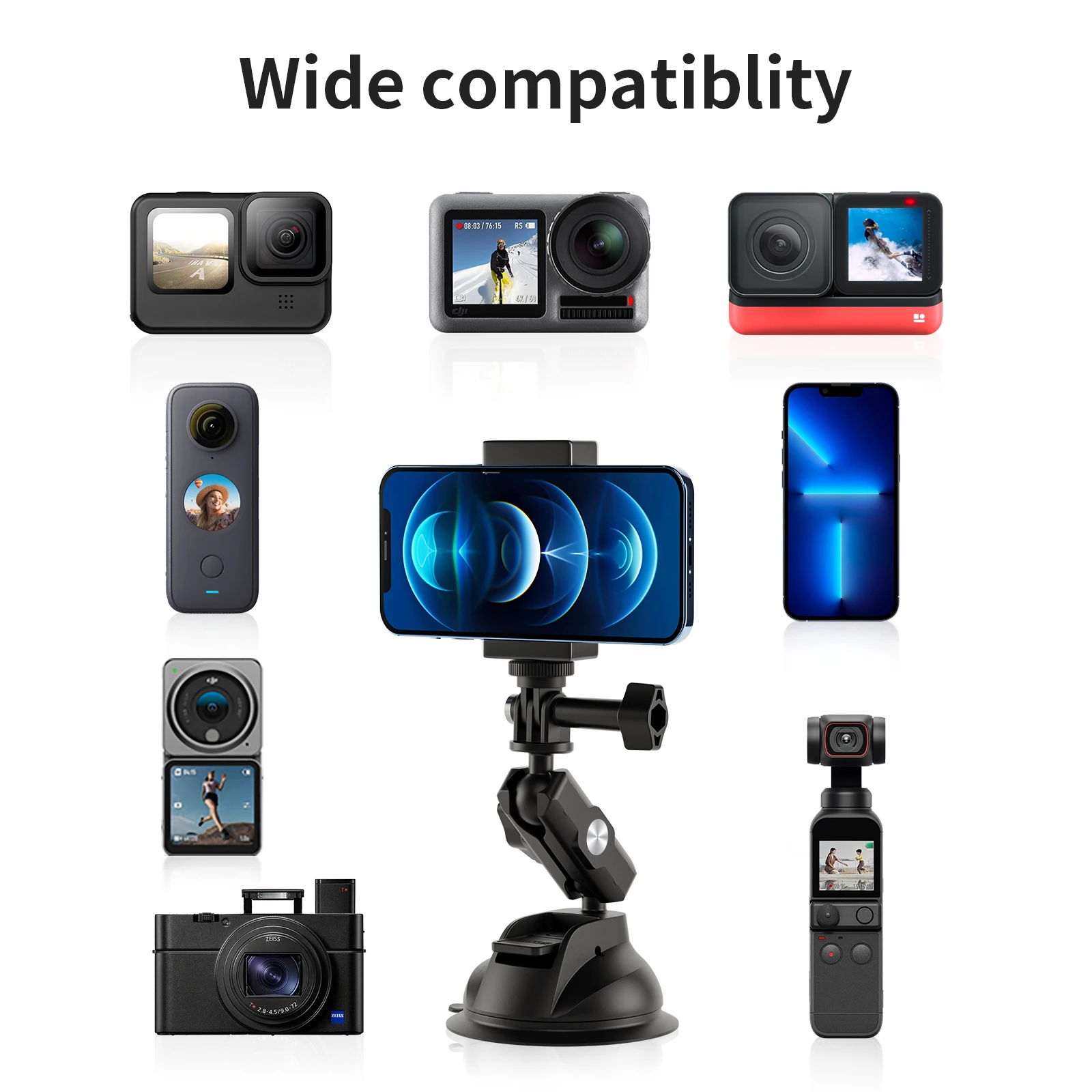 TELESIN ڵ ȭ ׼ ī޶ Ȧ   360   1/4 ǥ , GoPro Insta360 DJI ׼ Ʈ 