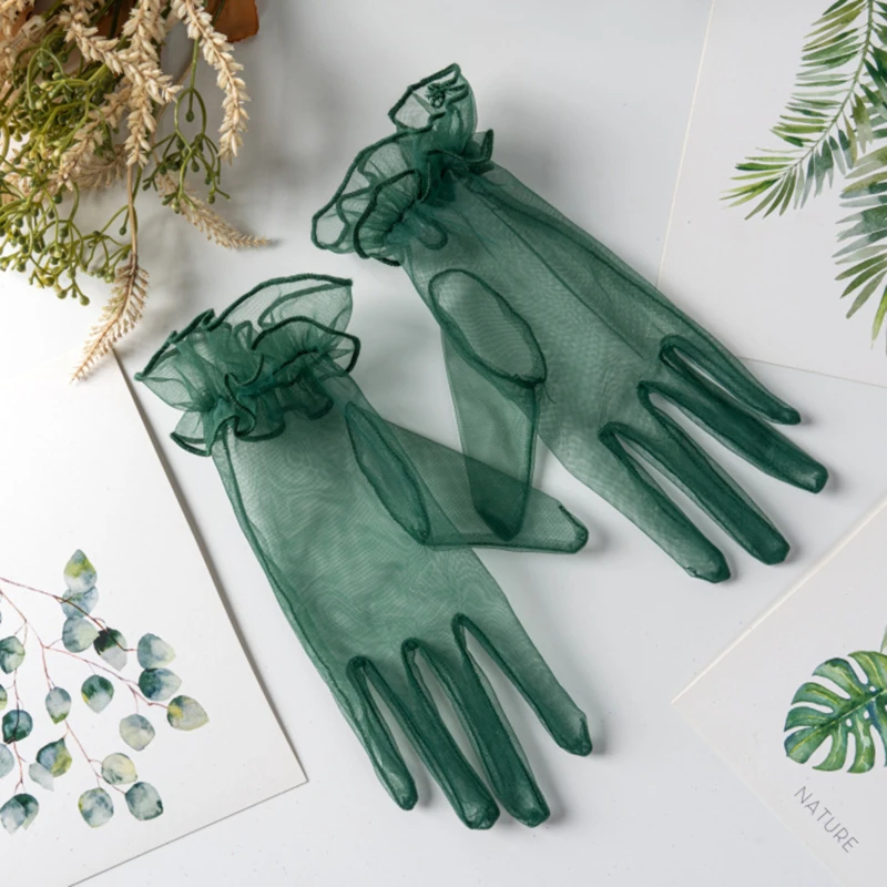Lace Full Finger Gloves 1 Pairs Women Fashion Tulle Gloves