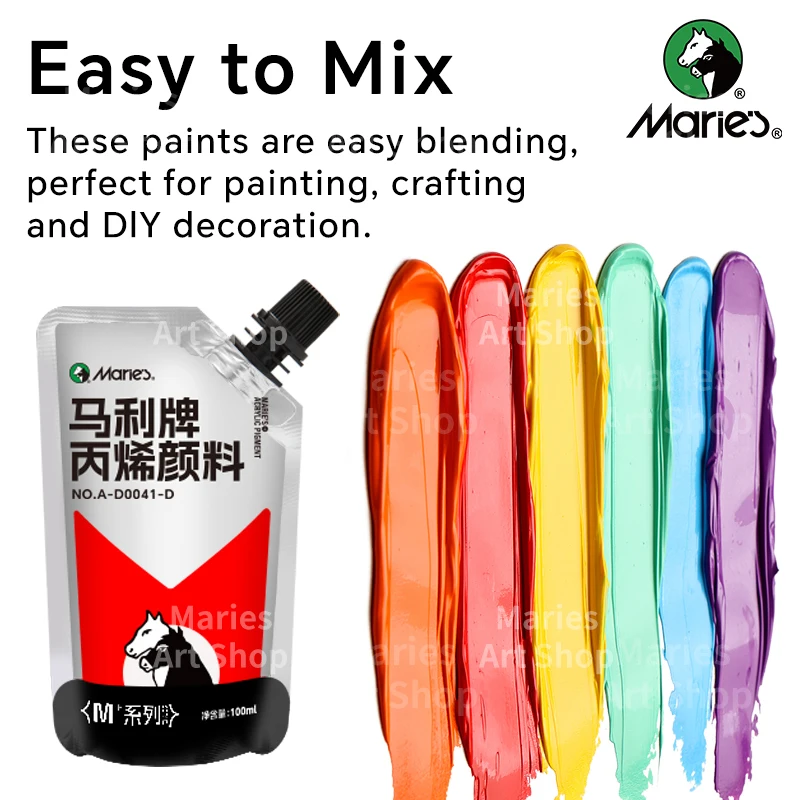Marie's 5 Packs 100ml/3.38oz Colorful Acrylic Paint Set for Models,DIY Craft,Canvas,Eggs,Rock,Wood,Wall for Adults & Artists 3