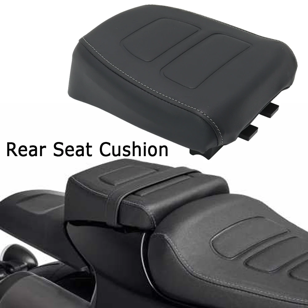 Motorcycle Rear Passenger Seat Cushion Pillion Leather Pad Cover For