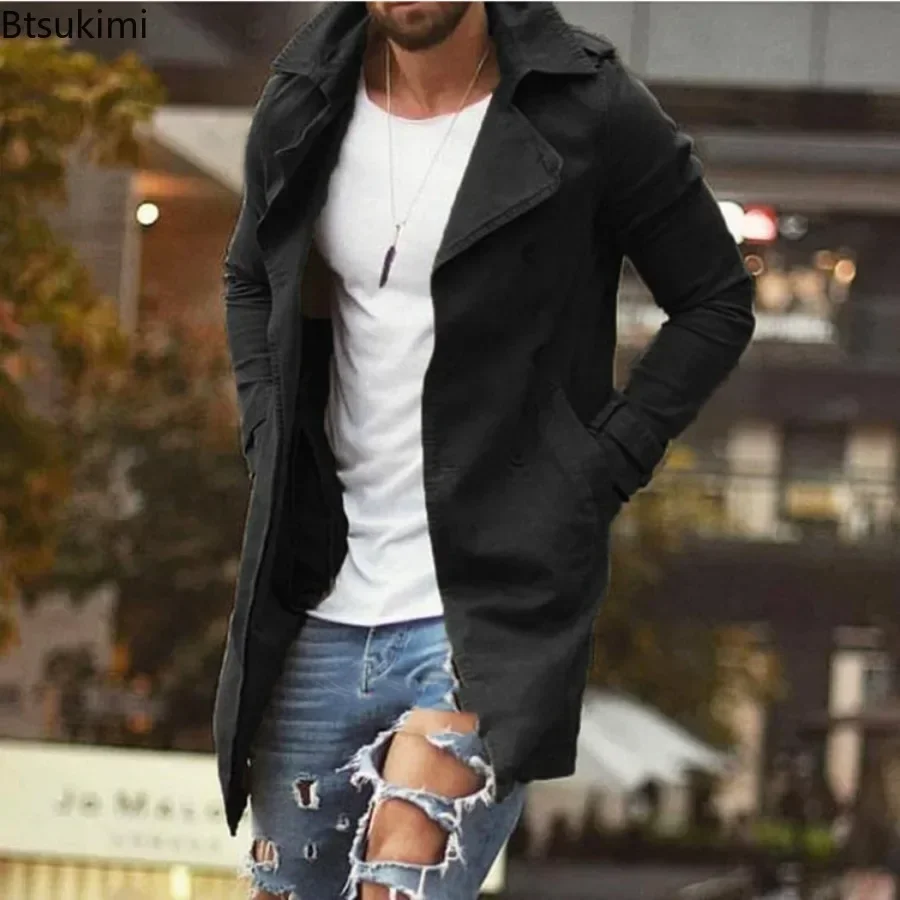 Men Trench Coat Autumn Winter Warm Overcoat Fashion Casual Long Sleeve Slim Button Jacket Coats trench coat,casual men jacket