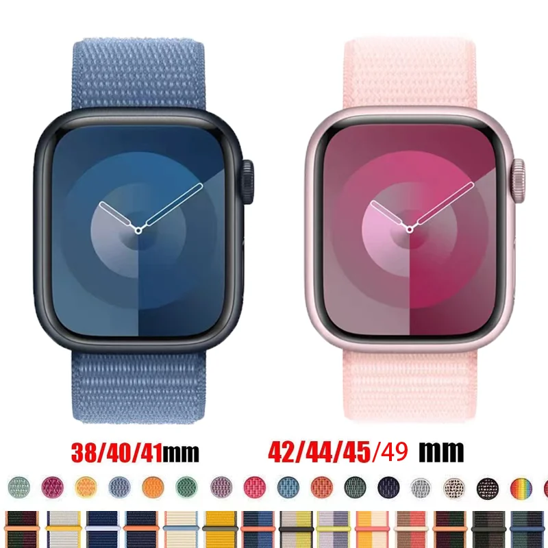 

Ремешок нейлоновый для Apple Watch band 49 мм Ultra-2 44 мм 40 мм 45 мм 41 мм 42 мм 44 мм, браслет для iwatch band Series 9 8 se 7 6 5 4 3