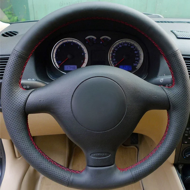 Steering Wheel Cover DIY Soft Artificial Leather for Volkswagen VW Passat B5 Golf 4 1996-2003 Polo 1999-2002 Seat Leon 1999-2004