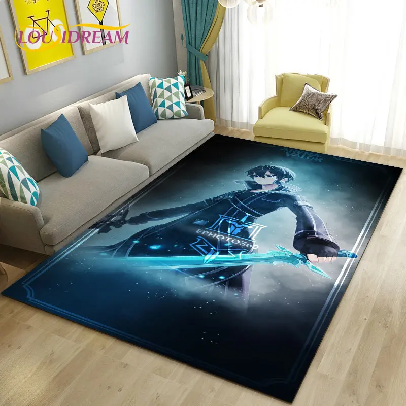

Sword Art Online SAO Anime Area Rug Large,Carpet Rug for Living Room Bedroom Sofa Doormat Decoration, Non-slip Floor Mat Cover