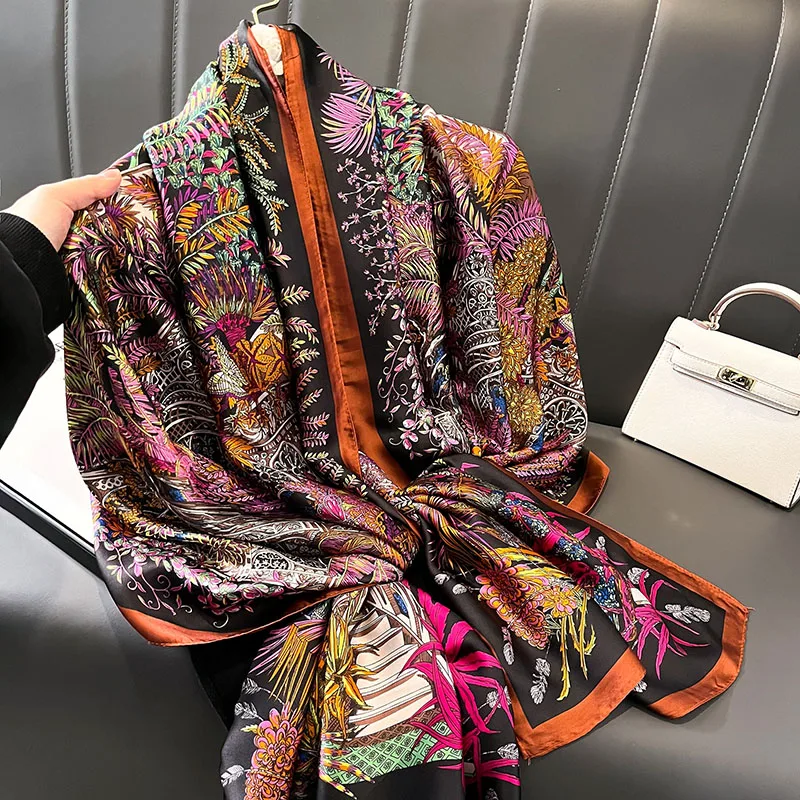 Spring Scarf Women's Luxury Design Polyester Material Smooth Scarf Soft Shawl Beach