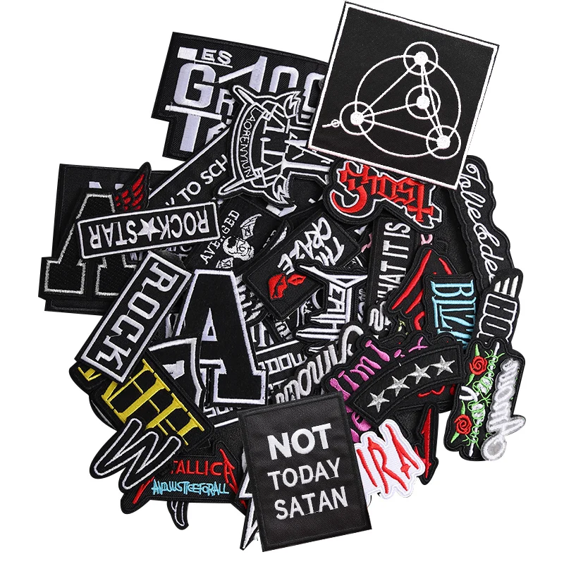 Iron On Patches Band Clothe Embroidery Applique Sewing Supplies Decorative Handmade Badges ROCK MUSIC