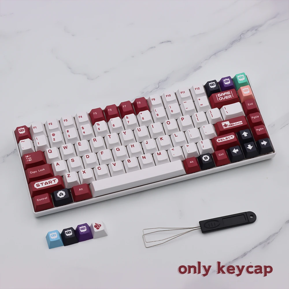 Jtk-クラシックなレッドとホワイトのメカニカルキーボードキャップ,pbt 