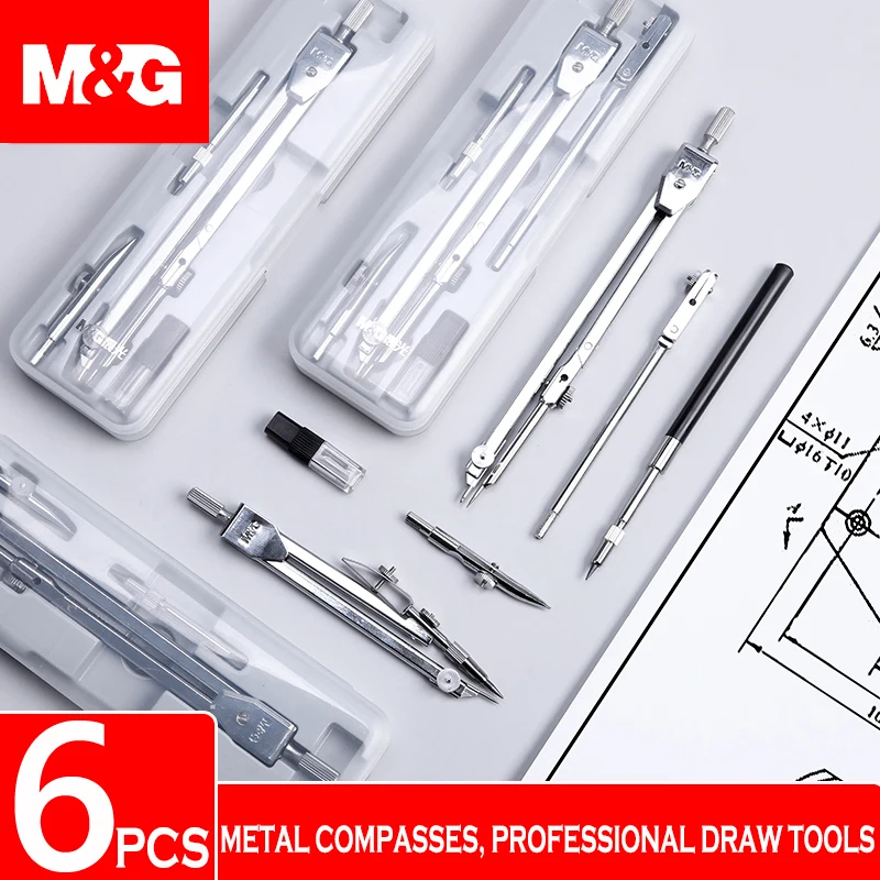 Drawing Compass M&G High Precision Professional Metal Set With Pencil Refills Lead School