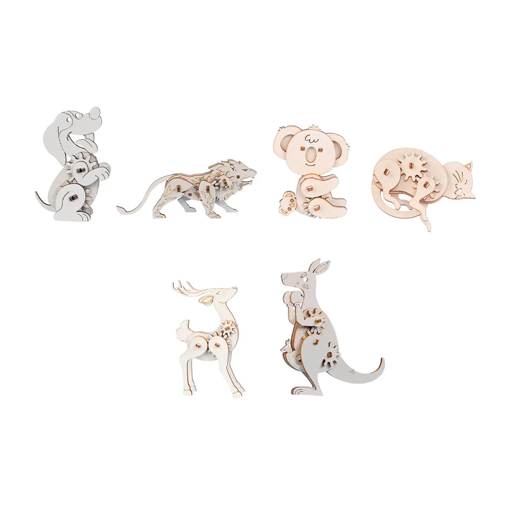 

6 комплектов деревянных пазлов, поделки, деревянные животные, сборная игрушка «сделай сам», детский подарок