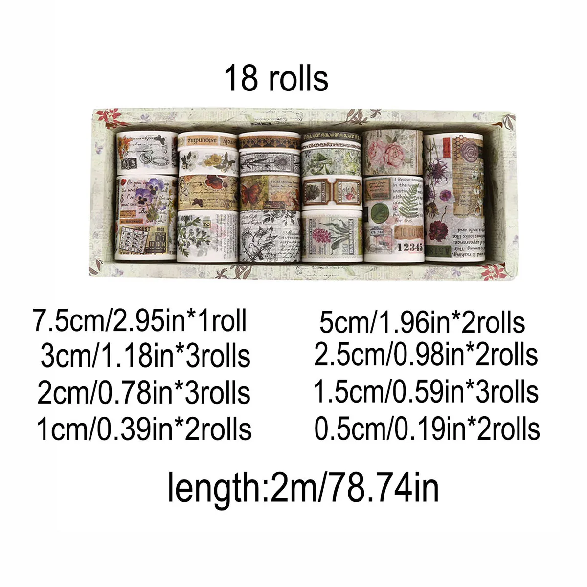18-24 rolls/box Retro washi tape suitable for DIY handbooks items gift wrapping decoration exquisite decoration supplies