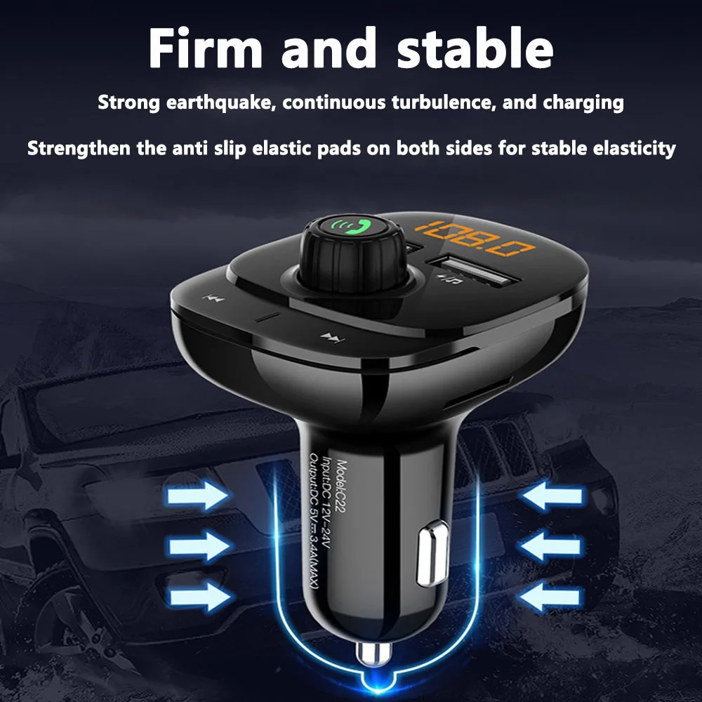Car Bluetooth Mp3 Player Dual Usb Fast Charger Fm Transmitter