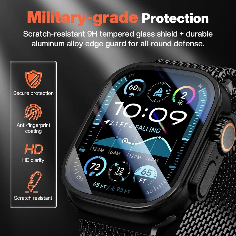 Premium Metal Protective Case with Tempered Glass Screen Protector