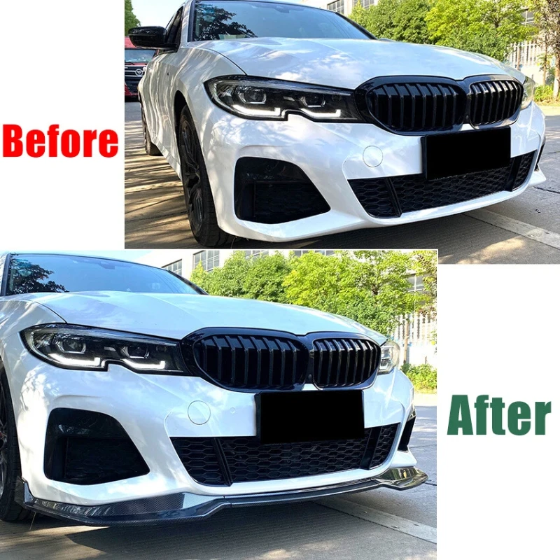 Glossy Black Car Front Bumper Splitter Lip For BMW 3 Series G20 G21 320i 330i M340i 2019~2022 M Sport Diffuser Guard Body Kit