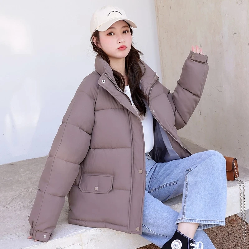 

Winter Jacket Stand Collar Parkas For Women 2023 Casual Warm Thicken Basic Coat Cotton Padded Parka Ladies Chic Outwear