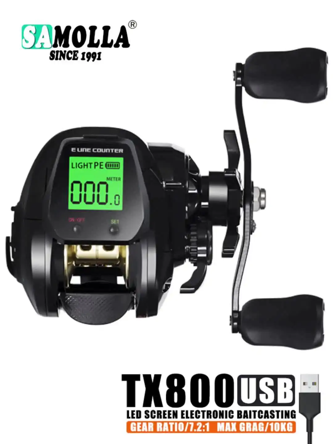 サカローラ-大型LEDディスプレイ,高速,7.2:1 10kg海水魚釣りリール