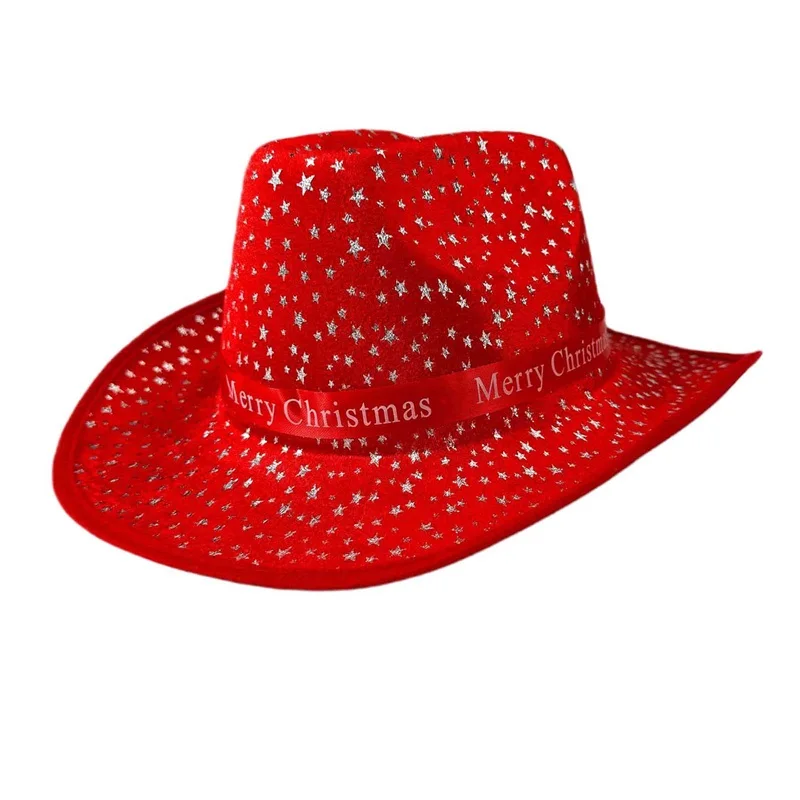 Christmas Cowgirl Hats Adults Christmas Jazz Hats for Holiday Cosplay Costumes Party Supplies