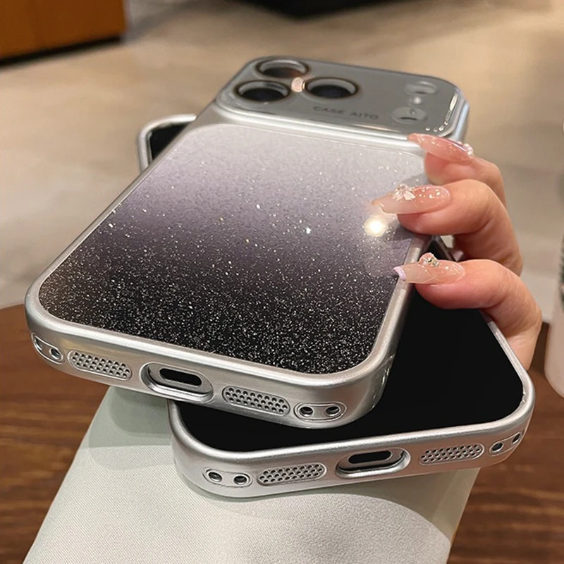 Luxury Gradient Glitter Phone Case With Camera Lens Protection_voghion.com