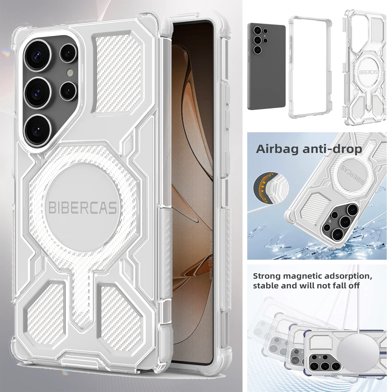 Magnetic Military Armor Phone Case with Wireless Charging & Anti-Drop Protection